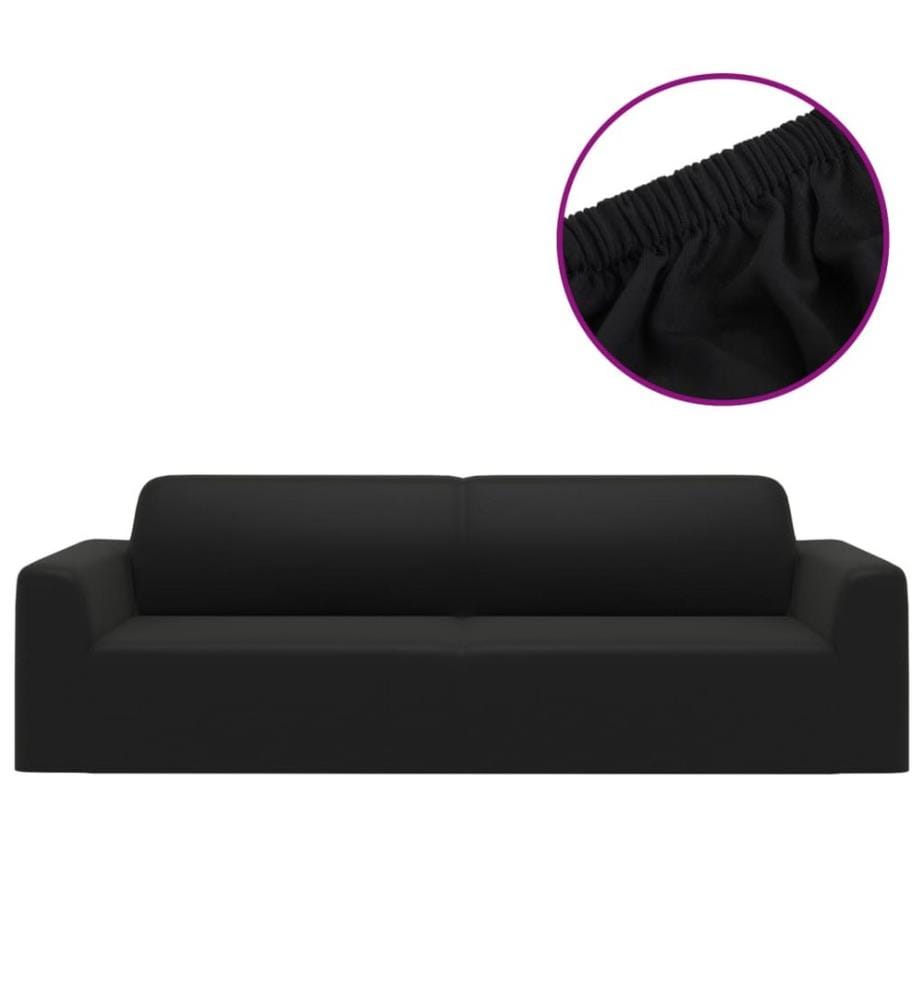 Stretch Sofahusse 3-Sitzer Schwarz Polyester-Jersey