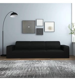 Stretch Sofahusse 4-Sitzer Schwarz Polyester-Jersey