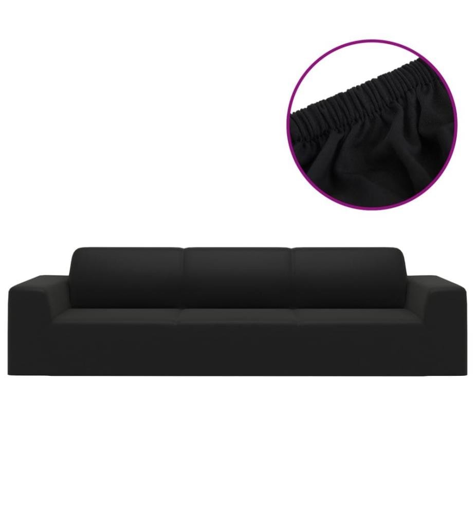 Stretch Sofahusse 4-Sitzer Schwarz Polyester-Jersey