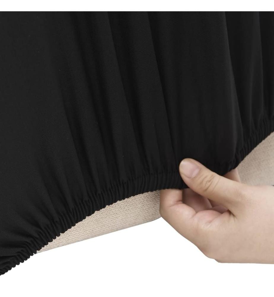 Stretch Sofahusse 4-Sitzer Schwarz Polyester-Jersey