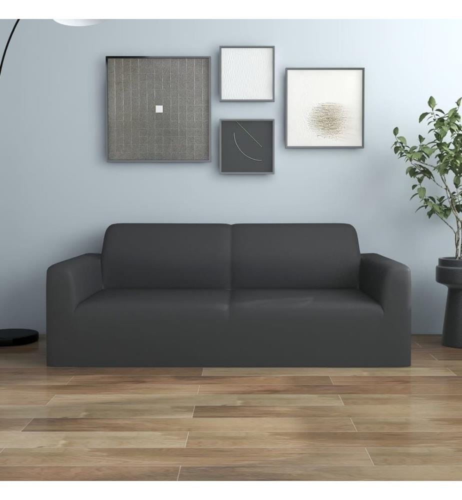 Stretch Sofahusse 2-Sitzer Anthrazit Polyester-Jersey