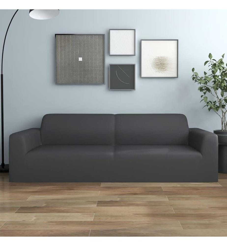 Stretch Sofahusse 3-Sitzer Anthrazit Polyester-Jersey
