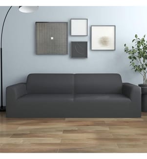 Stretch Sofahusse 3-Sitzer Anthrazit Polyester-Jersey