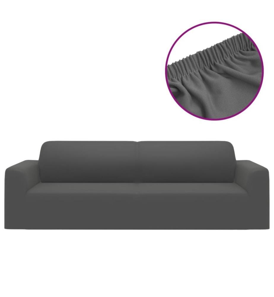 Stretch Sofahusse 3-Sitzer Anthrazit Polyester-Jersey