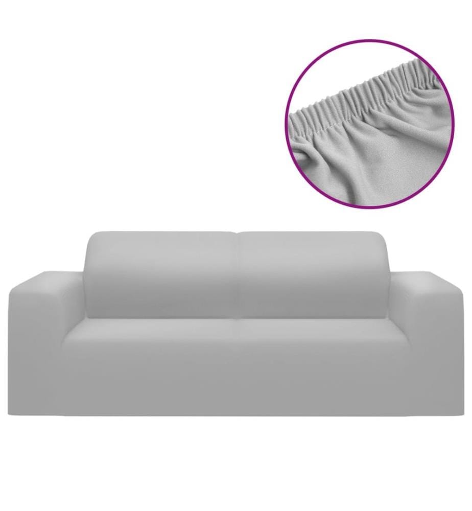 Stretch Sofahusse 2-Sitzer Grau Polyester-Jersey