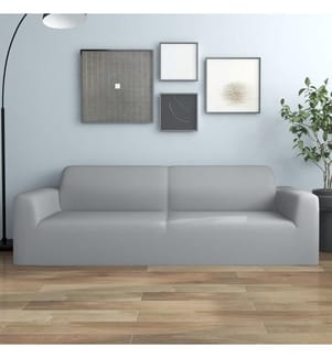 Stretch Sofahusse 3-Sitzer Grau Polyester-Jersey