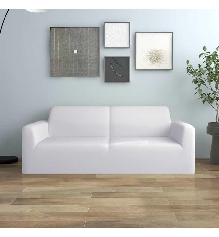 Stretch Sofahusse 2-Sitzer Weiss Polyester-Jersey