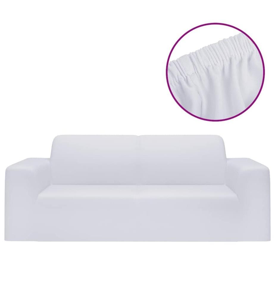 Stretch Sofahusse 2-Sitzer Weiss Polyester-Jersey