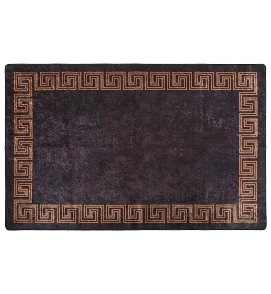 Teppich Waschbar 80x150 cm Schwarz und Golden Rutschfest