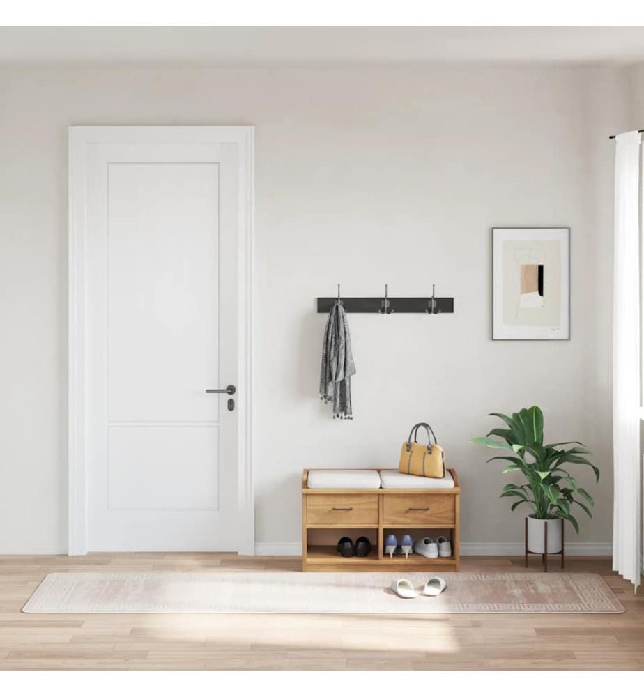 Teppich Waschbar 80x300 cm Beige Rutschfest