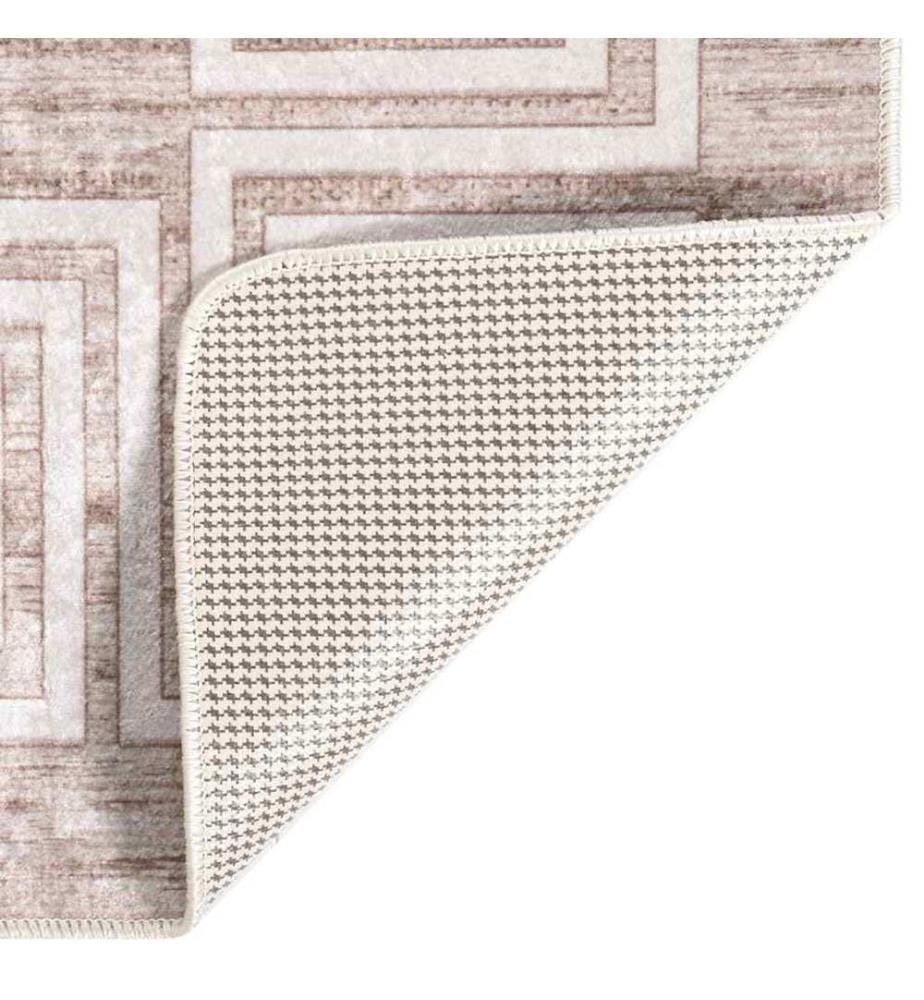 Teppich Waschbar 80x300 cm Beige Rutschfest