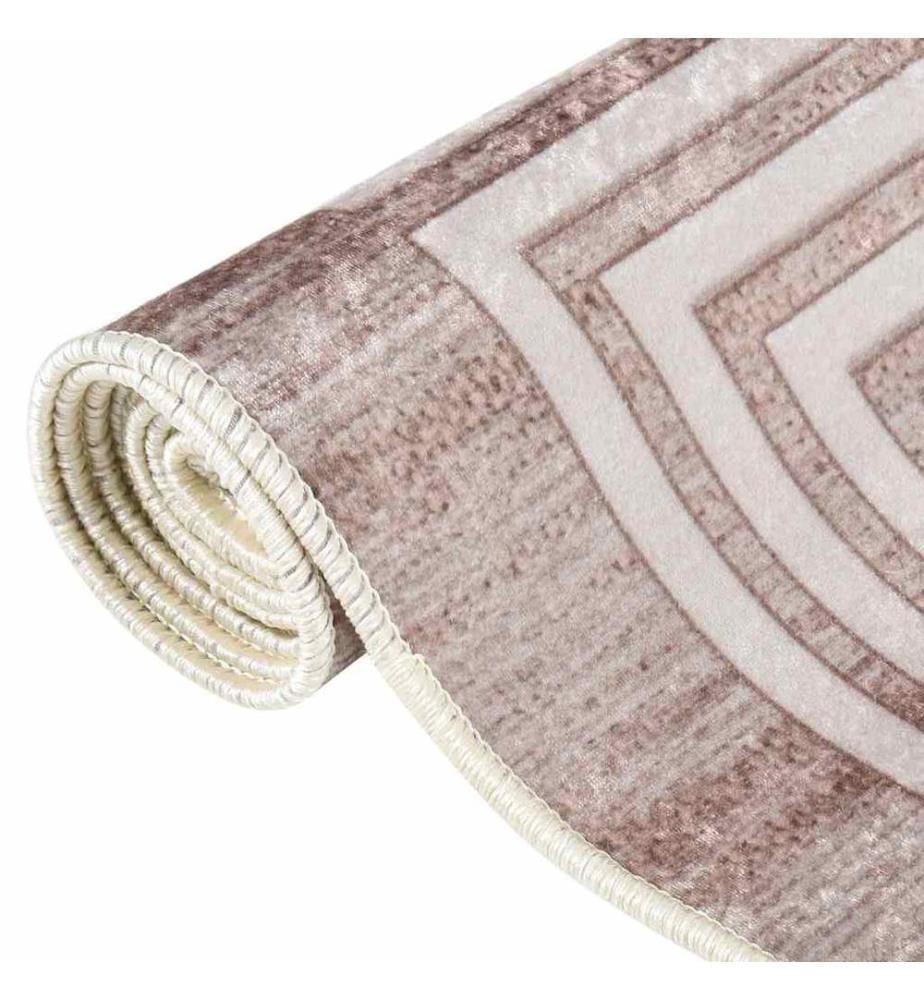 Teppich Waschbar 80x300 cm Beige Rutschfest