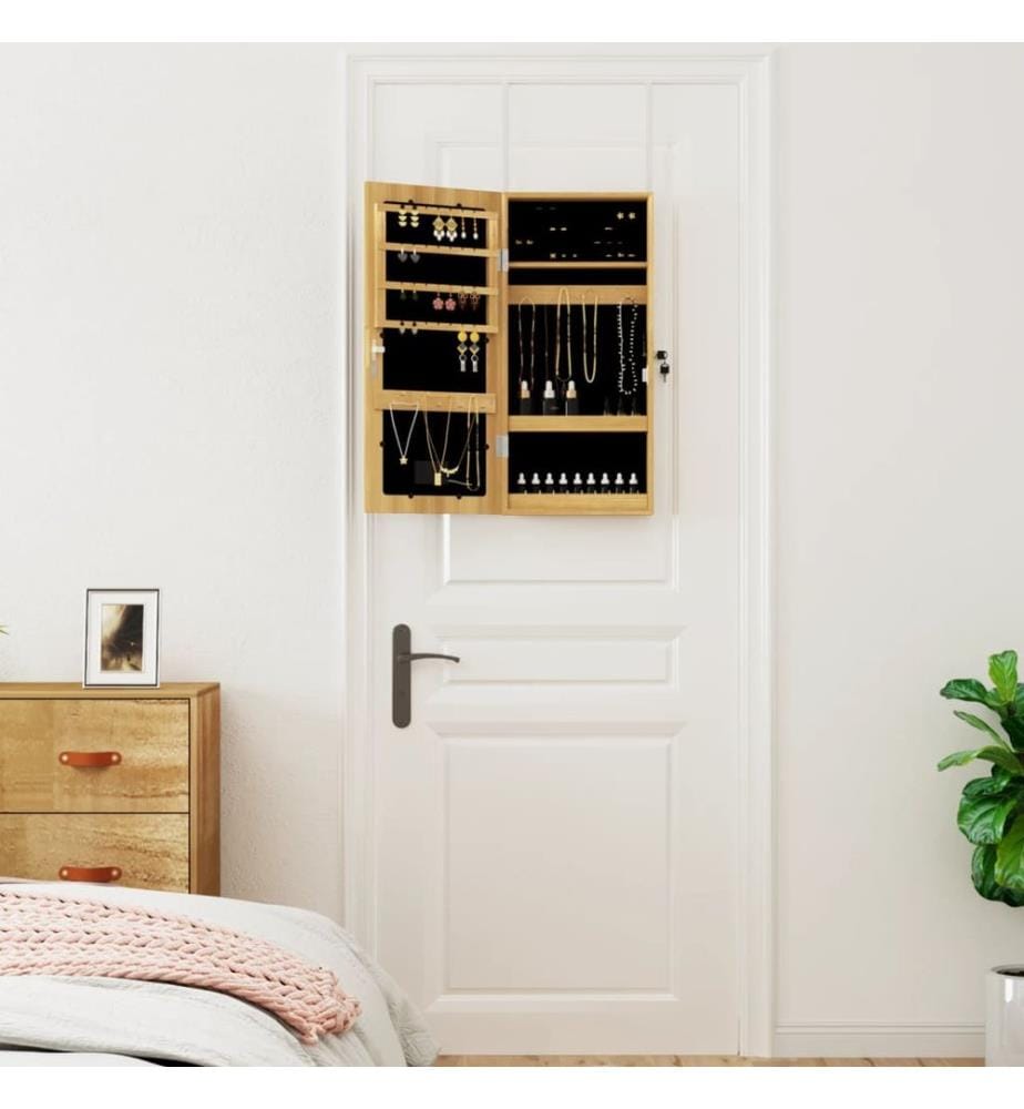 Armoire à bijoux avec miroir et éclairage LED mural