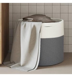 Panier de rangement gris et blanc Ø40x35 cm coton