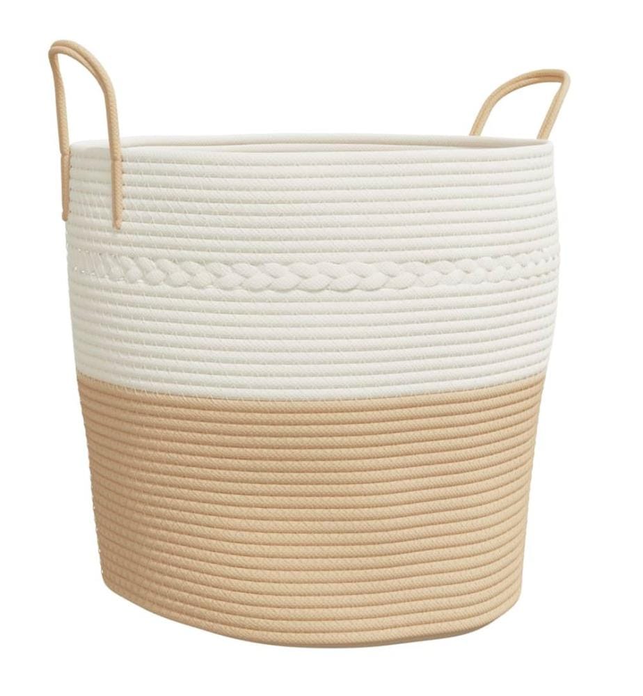 Panier de rangement beige et blanc Ø43x38 cm coton