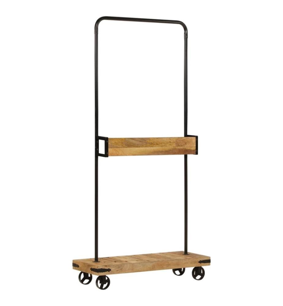 Kleiderständer mit Rollen 90x35x190 cm Massivholz Mango Eisen