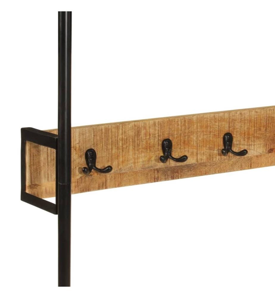 Kleiderständer mit Rollen 90x35x190 cm Massivholz Mango Eisen