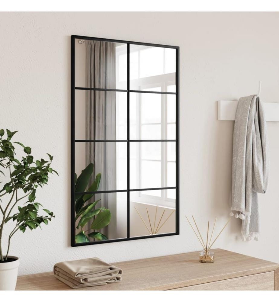 Miroir mural noir 50x80 cm rectangulaire fer