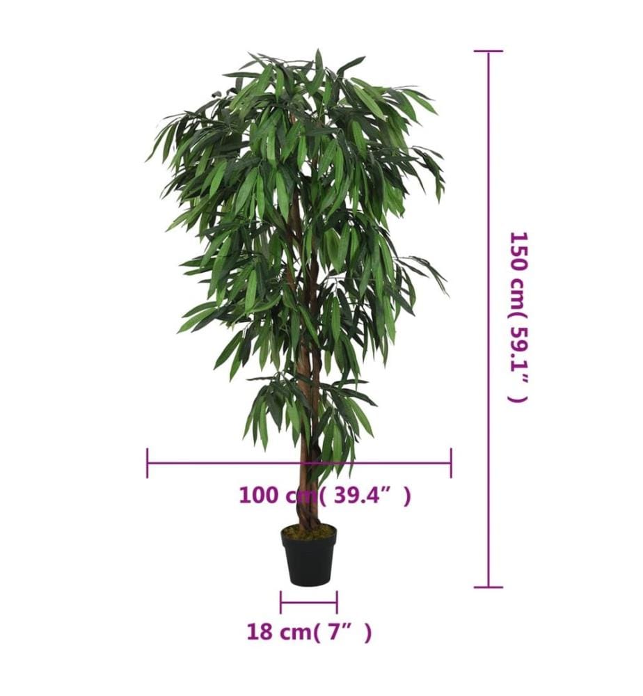 Manguier artificiel 600 feuilles 150 cm vert