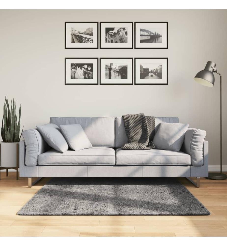 Teppich HUARTE Kurzflor Weich und Waschbar Anthrazit 120x120 cm