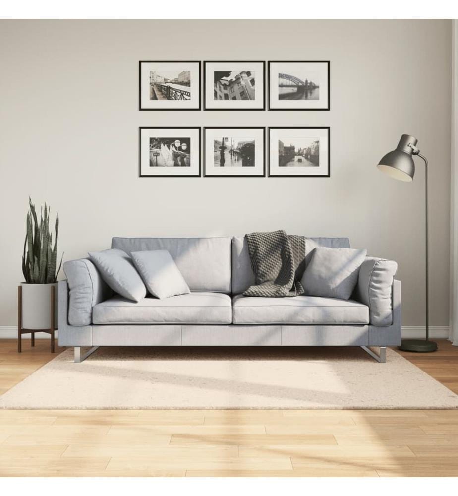 Tapis à poils courts doux et lavable beige 120x170 cm