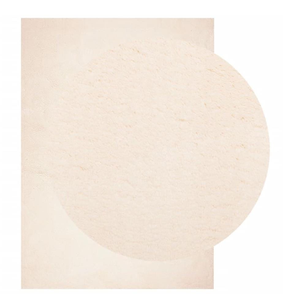 Tapis à poils courts doux et lavable beige 160x230 cm