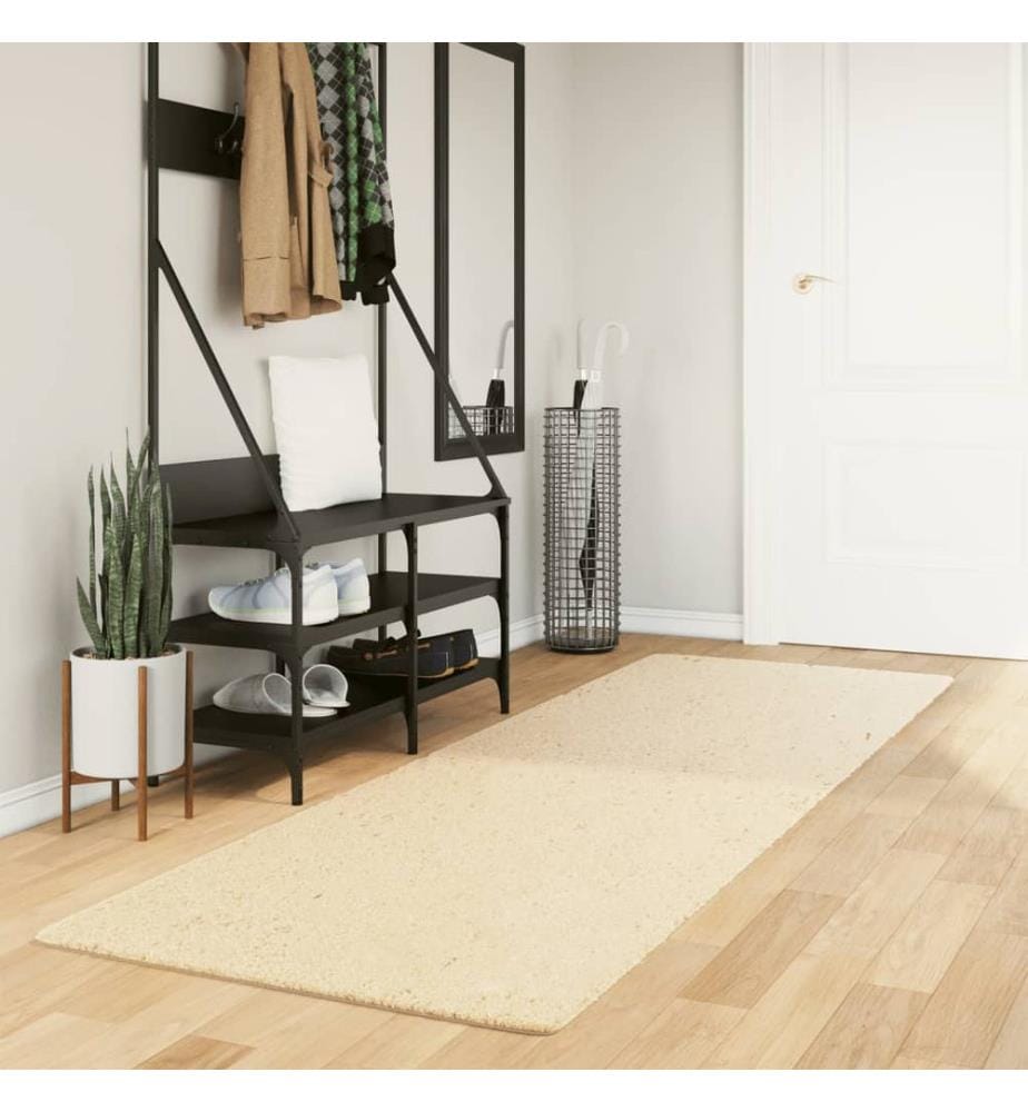 Teppich HUARTE Kurzflor Weich und Waschbar Creme 80x250 cm