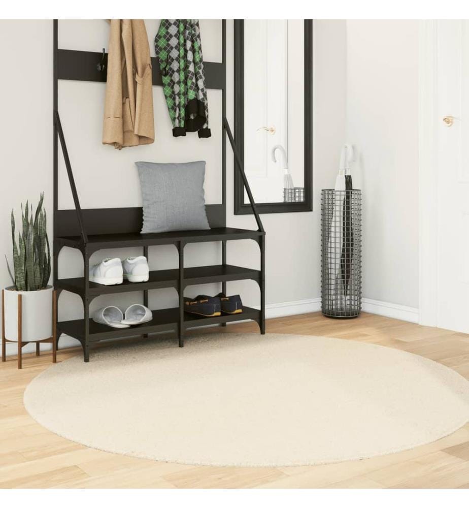 Tapis à poils courts doux et lavable crème Ø 160 cm