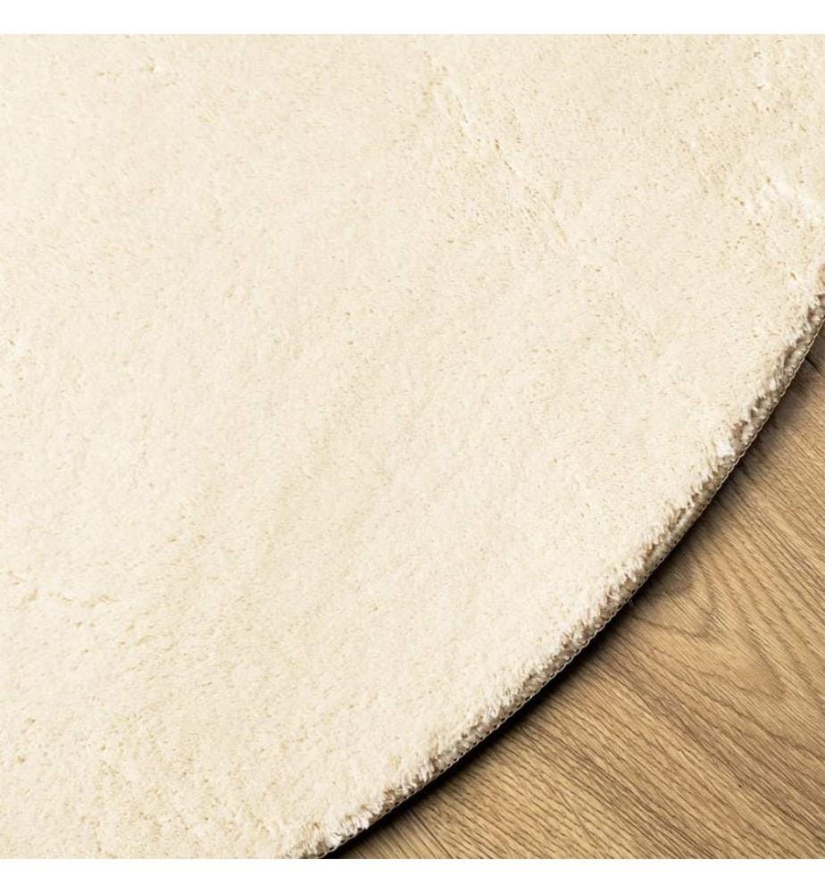 Tapis à poils courts doux et lavable crème Ø 160 cm