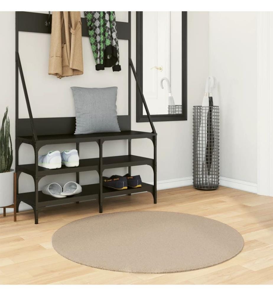 Tapis à poils courts doux et lavable sable Ø 100 cm