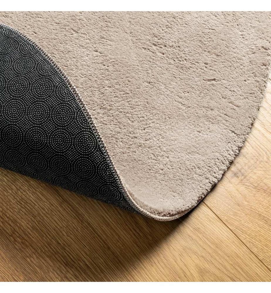 Tapis à poils courts doux et lavable sable Ø 100 cm