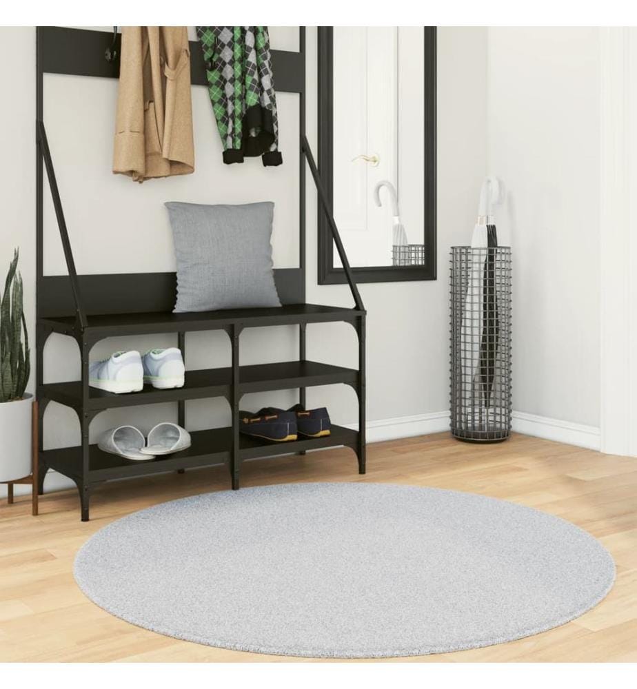 Tapis à poils courts doux et lavable gris Ø 120 cm