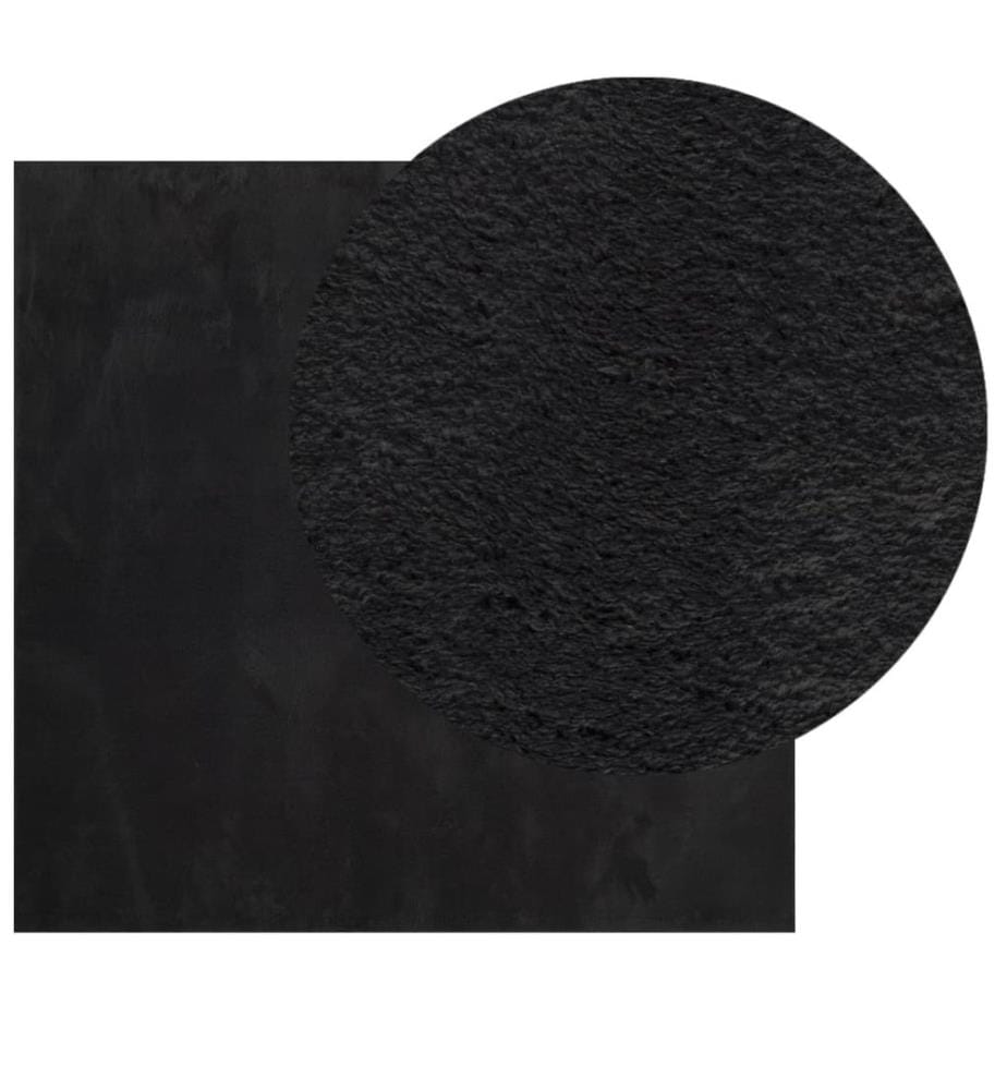 Teppich HUARTE Kurzflor Weich und Waschbar Schwarz 200x200 cm