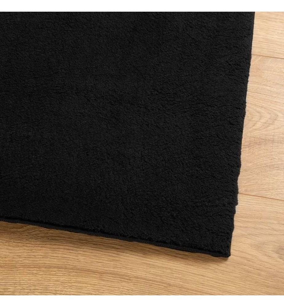 Teppich HUARTE Kurzflor Weich und Waschbar Schwarz 200x200 cm