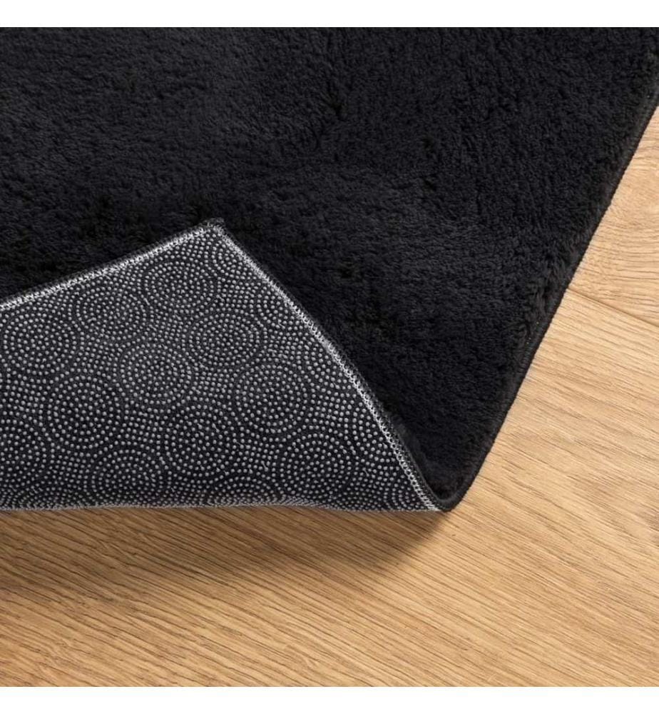 Teppich HUARTE Kurzflor Weich und Waschbar Schwarz 200x200 cm