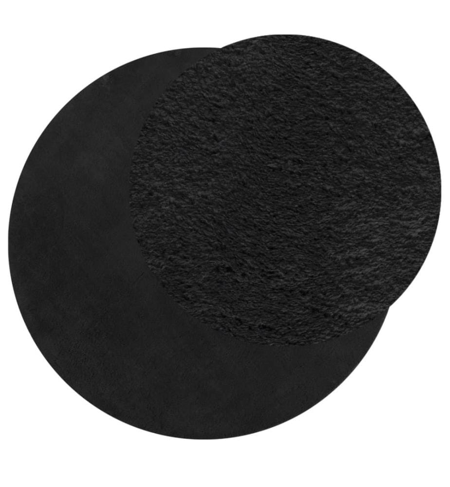 Tapis à poils courts doux et lavable noir Ø 80 cm