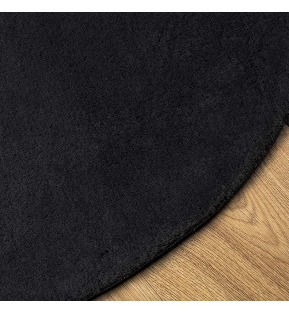 Tapis à poils courts doux et lavable noir Ø 120 cm