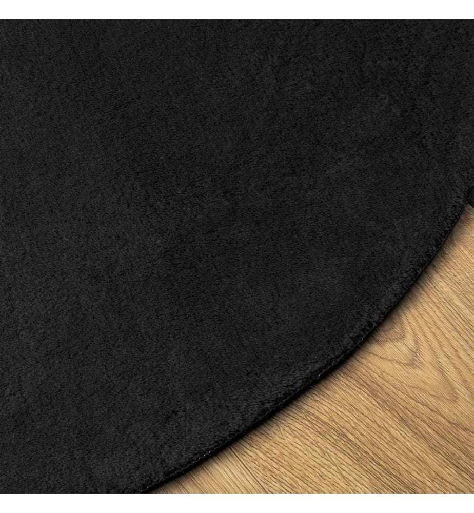 Teppich HUARTE Kurzflor Weich und Waschbar Schwarz Ø 200 cm
