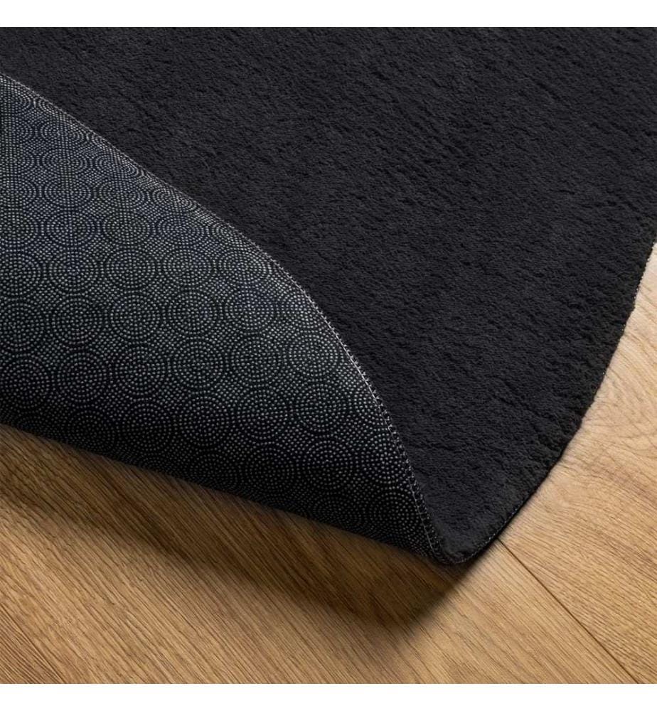 Teppich HUARTE Kurzflor Weich und Waschbar Schwarz Ø 200 cm