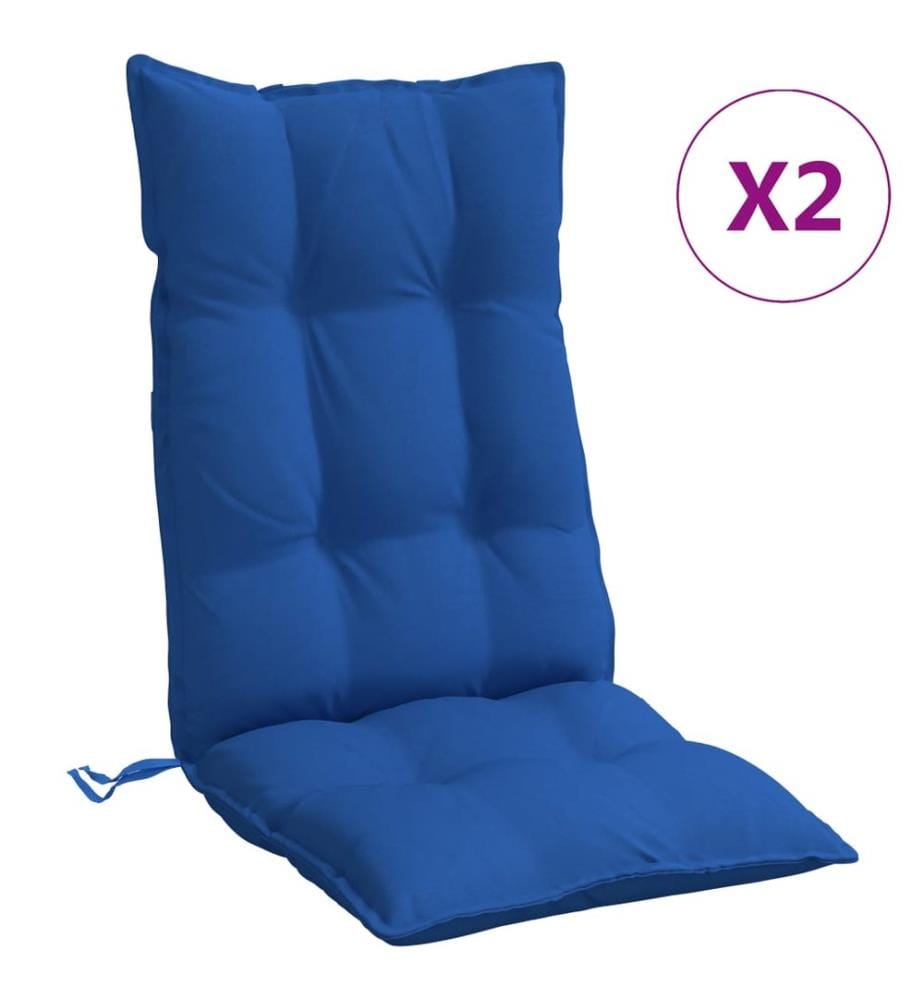 Coussins de chaise à dossier haut lot de 2 bleu royal