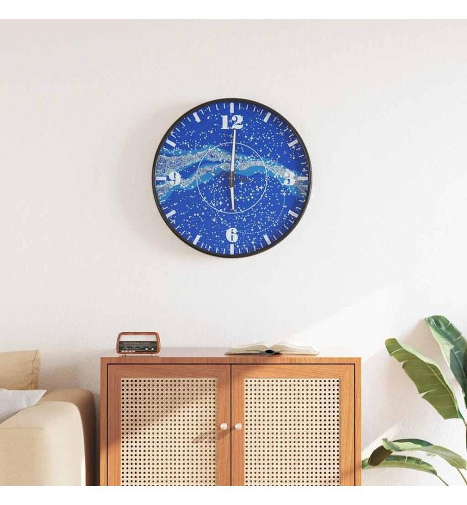 Horloge murale et échelles et aiguilles lumineuses bleu Ø30 cm
