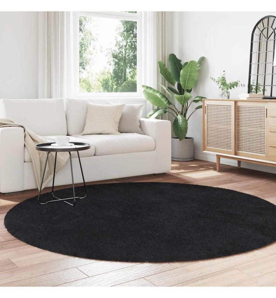 Teppich Shaggy Hochflor NAVARRA Schwarz 200x200 cm Polyester