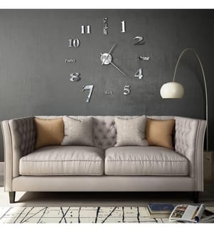 3D-Wanduhr Modernes Design 100 cm XXL Silbern