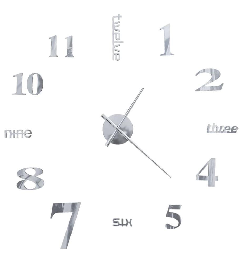 3D-Wanduhr Modernes Design 100 cm XXL Silbern