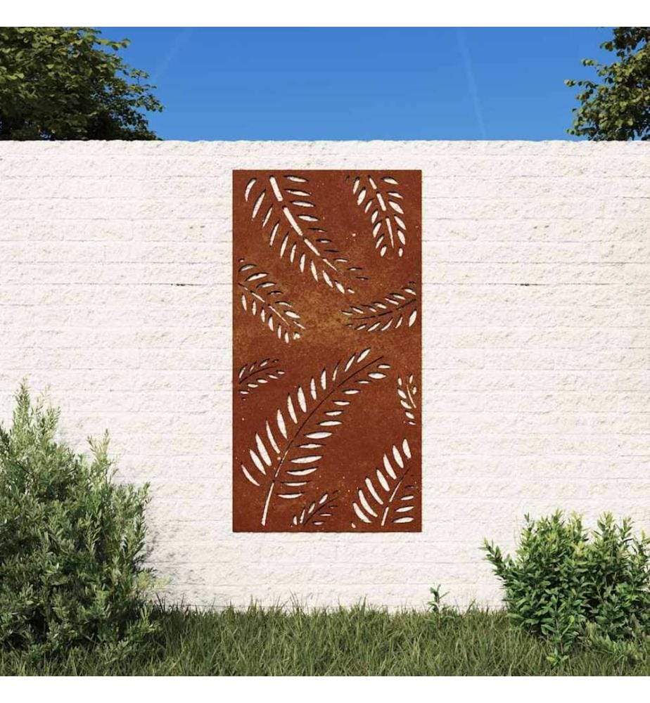 Décoration murale jardin 105x55 cm acier corten design feuille