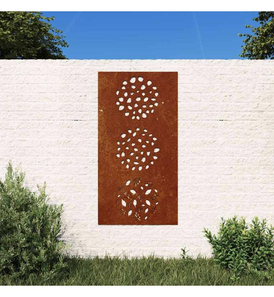 Décoration murale jardin 105x55 cm acier corten design feuille