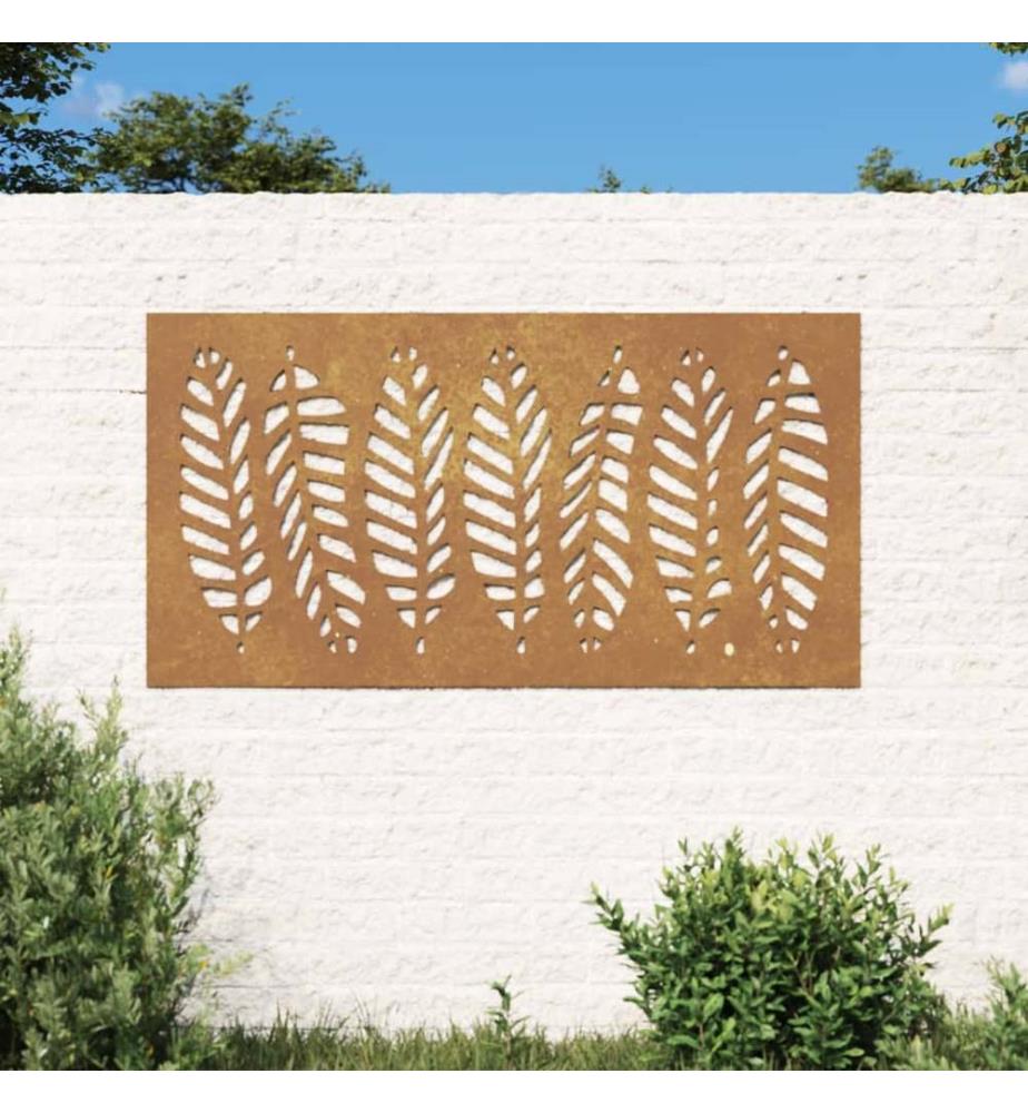 Décoration murale jardin 105x55 cm acier corten design feuille