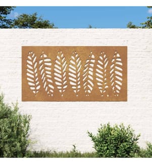 Décoration murale jardin 105x55 cm acier corten design feuille