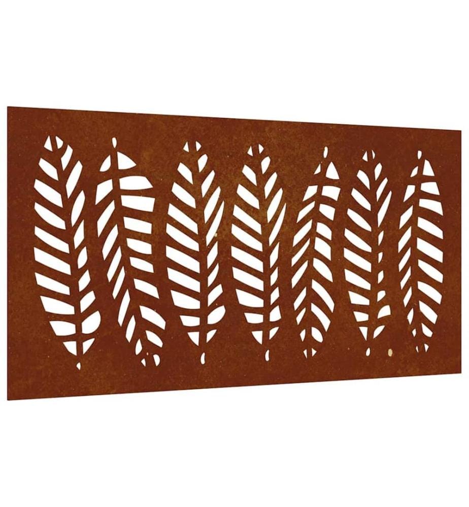 Décoration murale jardin 105x55 cm acier corten design feuille