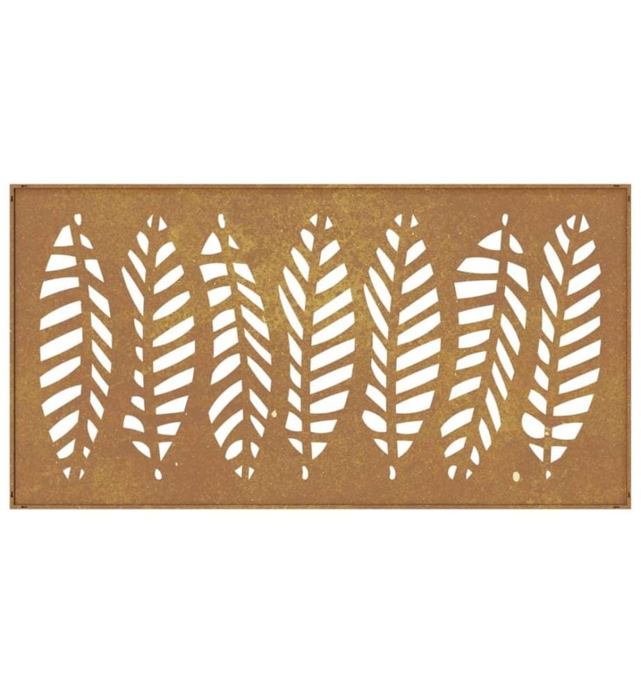 Décoration murale jardin 105x55 cm acier corten design feuille